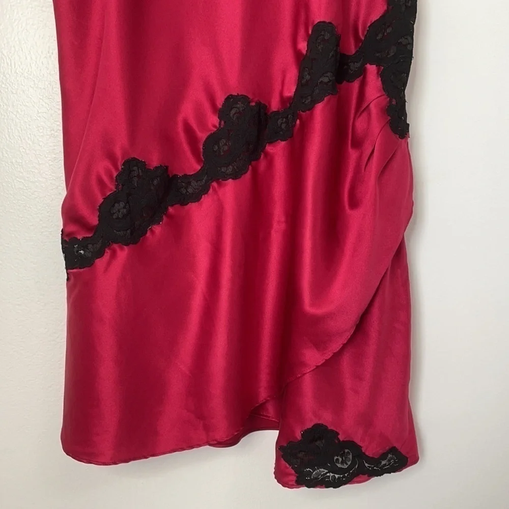 Victoria’s Secret Vintage Gold Label Red Black Satin Slip Dress